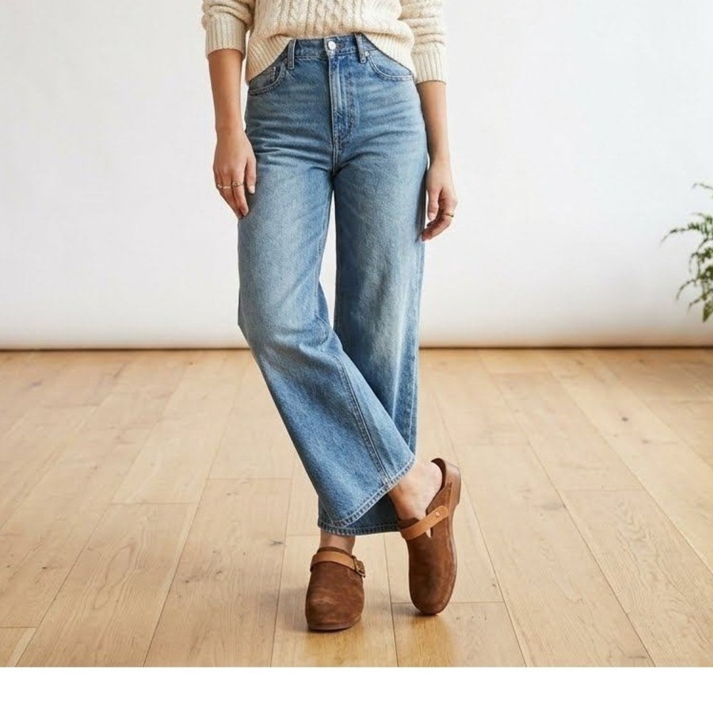Anthropologie‎ Brown Suede Wooden Clogs Mules Size 40 Womens Shoes